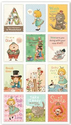 Postage Stamp Stickers: Alice in Wonderland 1