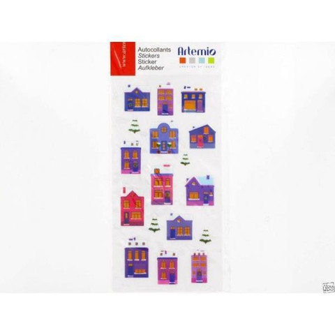 Christmas Houses Puffy Stickers