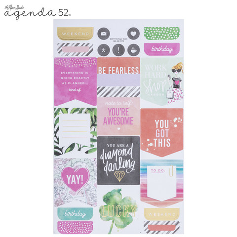 Agenda 52 Foiled Sticker Pack: Watercolor Love -tarrakirja