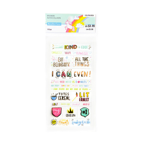 Recollections Planner Stickers:  Lollipalooza Words & Phrases Clear Stickers- tarrapakkaus