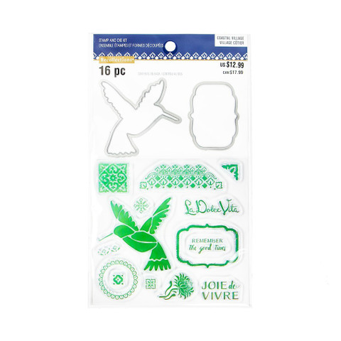 Coastal Village: Hummingbird stamps & dies -setti