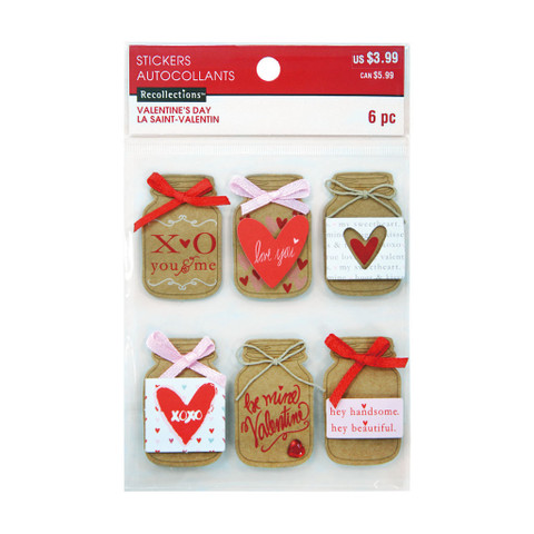 Layered Stickers Valentine: Mason Jars  -tarrat