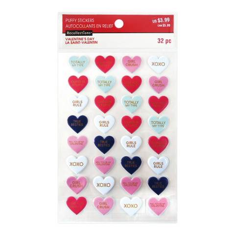 Valentine Puffy Stickers: Conversational Hearts