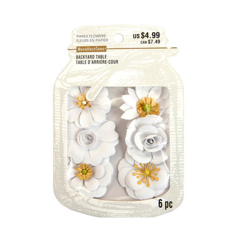 Backyard Table Medium Paper Flowers: White