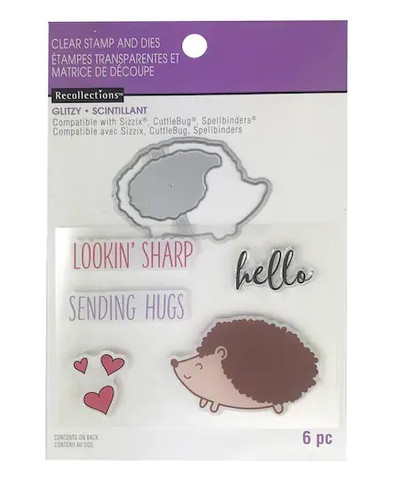Recollections Glitzy stamps & dies: Hedgehog -setti