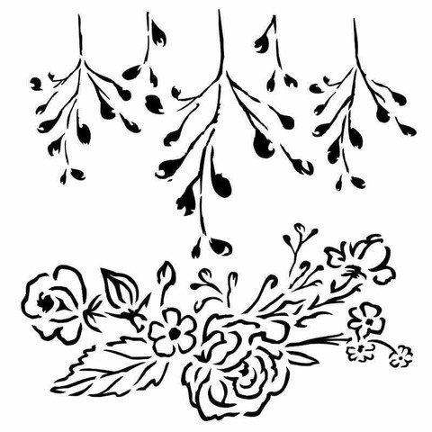 13arts: Roses With Branch  6 x 6 -sabluuna