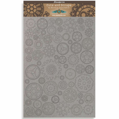 Stamperia Greyboard: Sir Vagabond  - Gears Small A4 chipboard koristeet