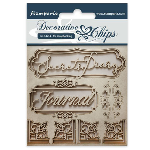 Stamperia Decorative Chips: Secret Diary - chipboard leikkeet