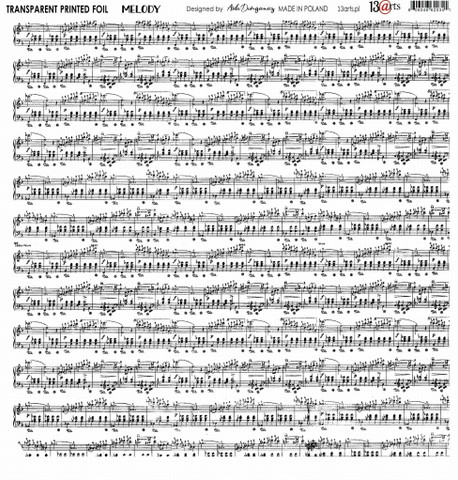 13arts Transparent Printed Foil : Melody  12x12   - asetaattiarkki