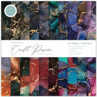 CC Essential Craft Papers 8x8  Ink Drops - Midnight 