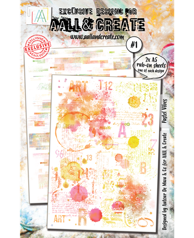 Aall & Create A5 Rub-on Sheets: Pastel Vibes #1 - siirtokuvapakkaus