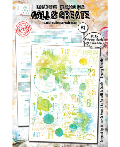 Aall & Create A5 Rub-on Sheets: Greeny Meanies #3 - siirtokuvapakkaus
