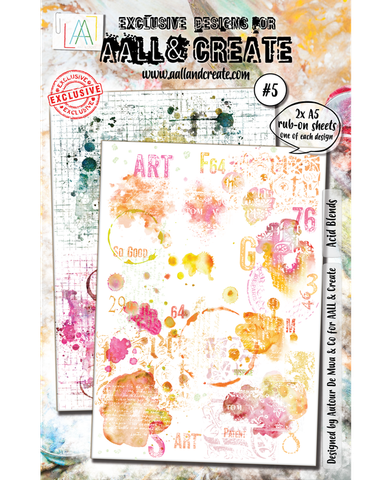 Aall & Create A5 Rub-on Sheets: Acid Blends #5 - siirtokuvapakkaus