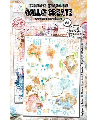 Aall & Create A5 Rub-on Sheets: Explosive Bombosive #6 - siirtokuvapakkaus