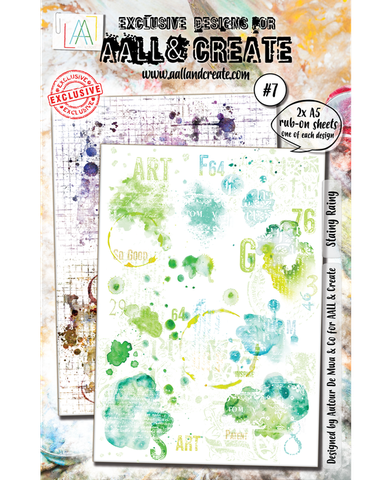 Aall & Create A5 Rub-on Sheets: Stainy Rainy #7 - siirtokuvapakkaus