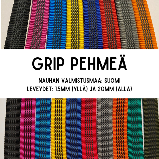 GRIP-hihna, 2,2m (lev. 15 & 20mm / materiaali: Pehmeä)