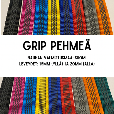 GRIP-hihna 3m (lev. 15 & 20mm / materiaali: Pehmeä)