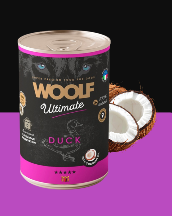 Woolf Ultimate märkäruoka - ankka & kookosöljy, 400g