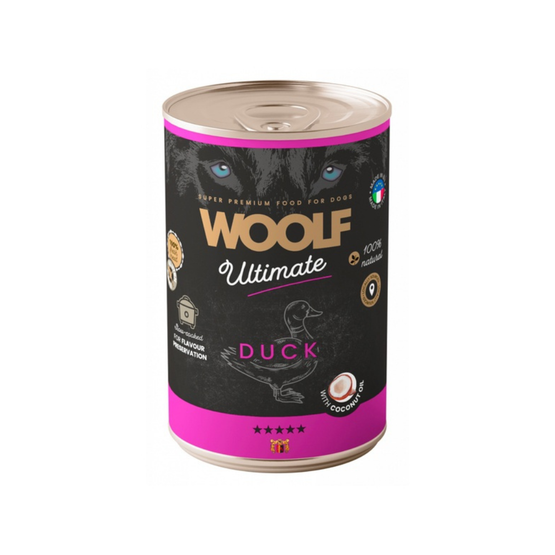 Woolf Ultimate märkäruoka - ankka & kookosöljy, 400g