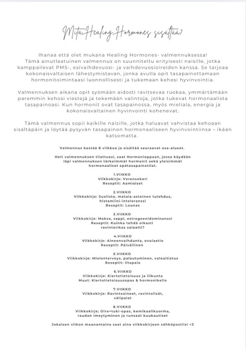 Healing Hormones- Valmennus naiselta naiselle