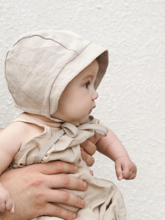 Brimmed Bonnet Linen Ivory