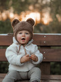 Teddy Bonnet Curly Cotton Brown