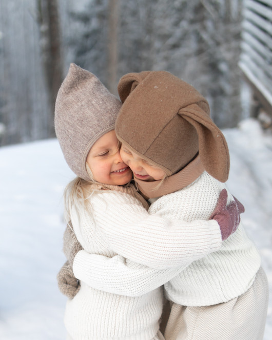 Pixie Bonnet Boiled Wool Beige Melange