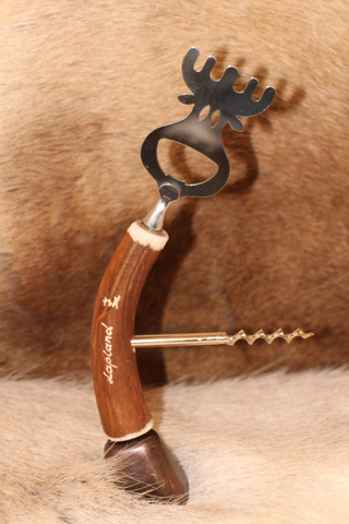 Bottle Cap Opener Moose with Corkscrew and Bell