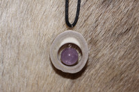 Reindeer Horn Necklace with 14mm Stone Pearl Amethyst