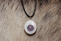 Reindeer Horn Necklace with 10mm Stone Pearl Amethyst