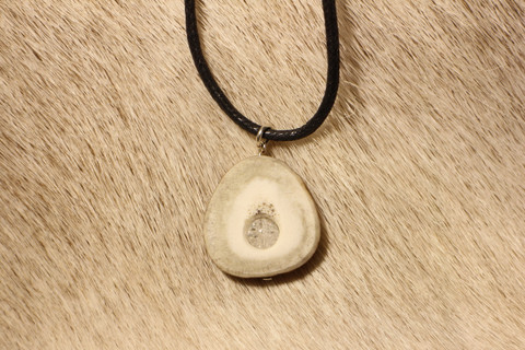 Reindeer Horn Necklace with 6mm Stone Pearl Mountain Crystal