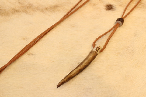 Reindeer Horn Tip Necklace with Leather String