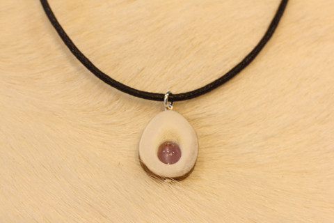 Reindeer Horn Necklace with 6mm Stone Pearl Amethyst