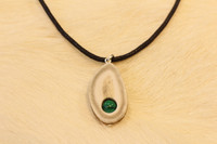 Reindeer Horn Necklace with 6mm Stone Pearl Malachite