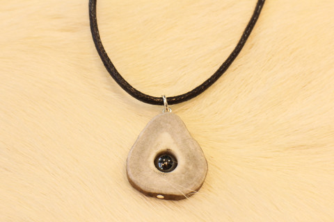 Reindeer Horn Necklace with 6mm Stone Pearl Hematite