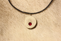 Reindeer Horn Necklace with 6mm Stone Pearl Fuchsia Agate
