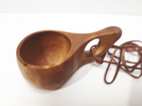 Carved wood schnapps cup