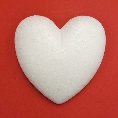 Styrofoam-heart, 15 cm, flat