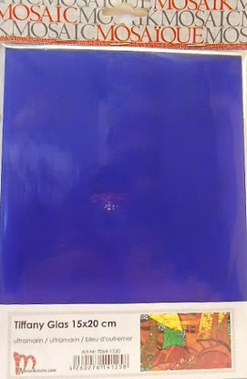 Tiffanyglas 15x20cm, Ultramarin, transparent