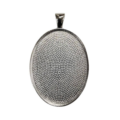 Pendant base, 40x30mm, oval, c. silver