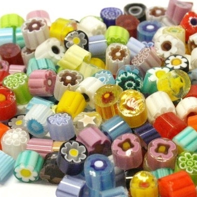 Millefiori, 4/5 mm, Läpikuultavat, 50 g