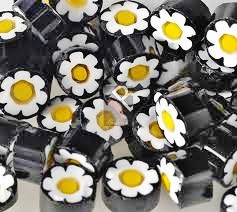 Millefiori, Svart-Gul blommor, 50g