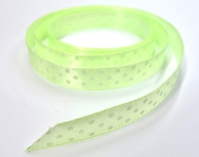 Satin ribbon with dots, Light green, 1 m