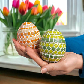 Easter eggs, 2 pcs, Green-Orange, DIY