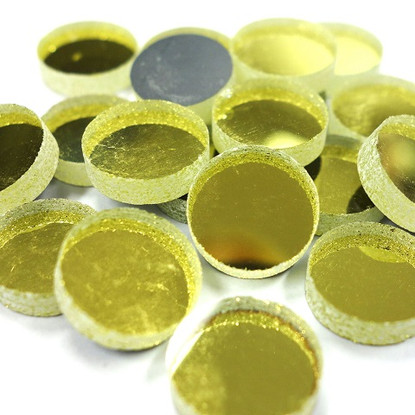 Spegelmosaik, Guld, runda, 12 mm, 500g (2:a kvalitet)