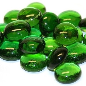 Glass Gems, Green Crystal, transparent, 100g