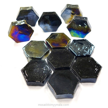 Form Glas, Hexagon, Black, 12 st
