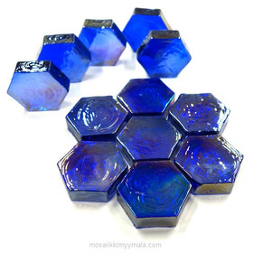 Form Glas, Hexagon, Royal Blue, 12 st