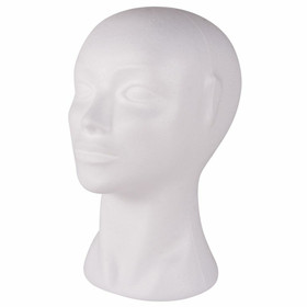 Styrofoam head, female, height 29 cm