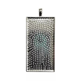 Pendant base, large rectangle, c. silver